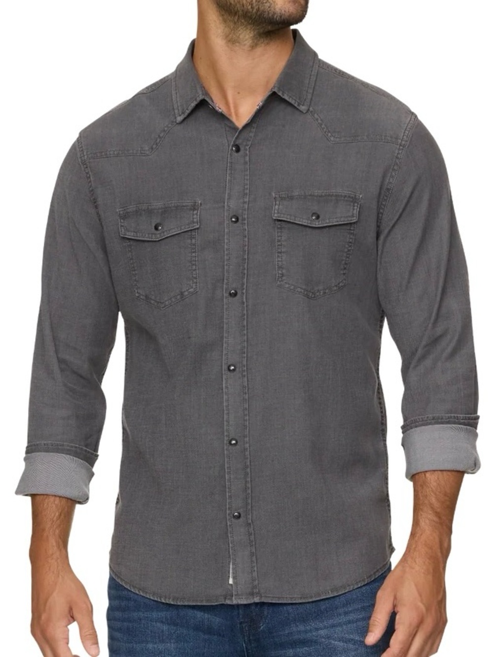 Flag & Anthem Sacramento Stretch Chambray Western Shirt, size XL